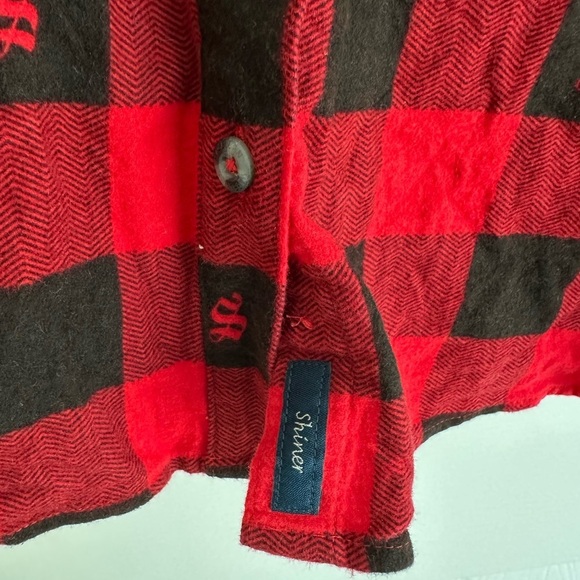 Magellan Shiner Bock Shirt Mens XXL Red Flannel Plaid Shiner Texas Long Sleeve - Picture 3 of 5